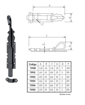 PASADOR FORJADO 200 MM P. PICADA 130X35